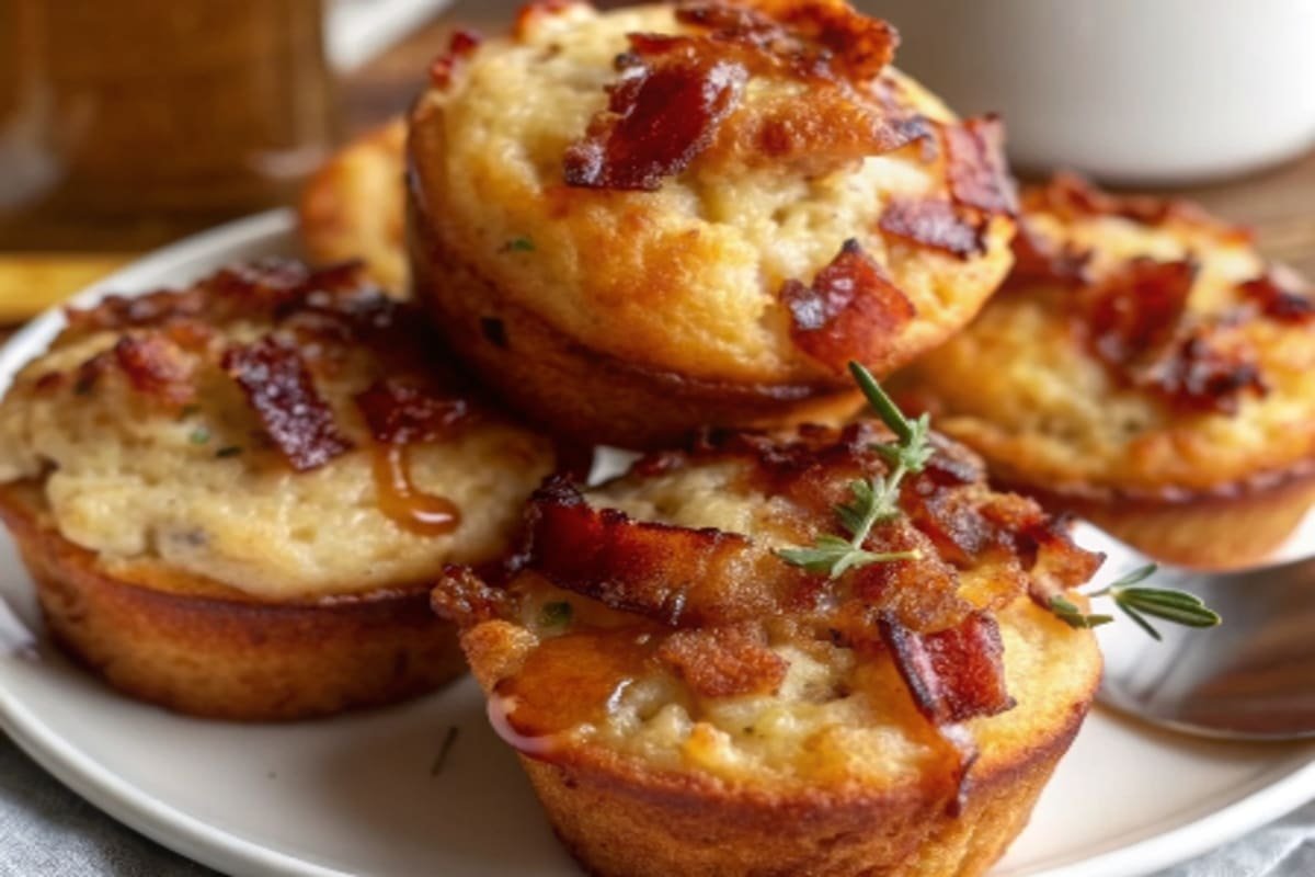 Irresistible maple bacon pancake muffins fresh from oven