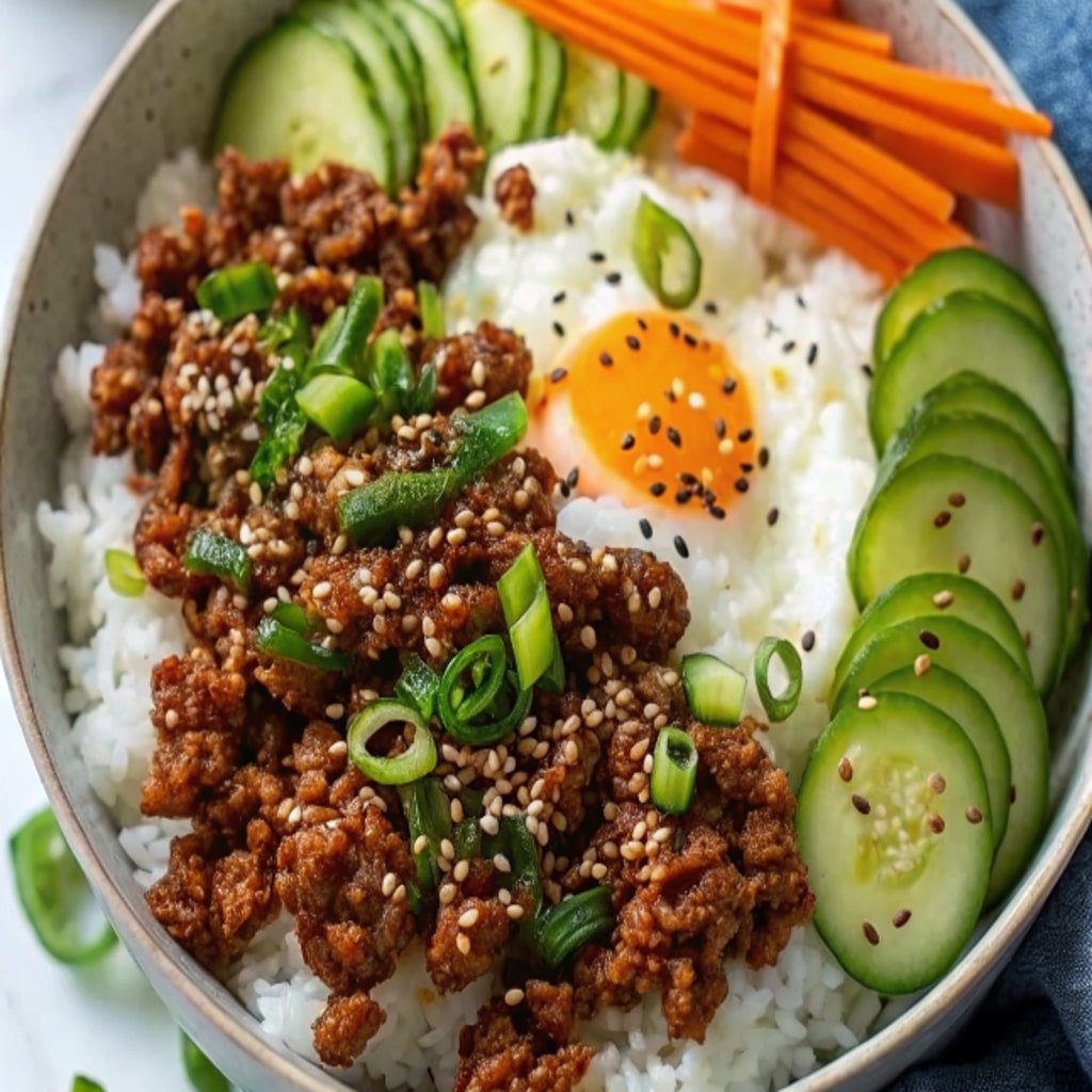 Korean Ground Beef Bowl - Easy Weeknight Dinner 4 Korean Ground Beef Bowl with rice and vegetables