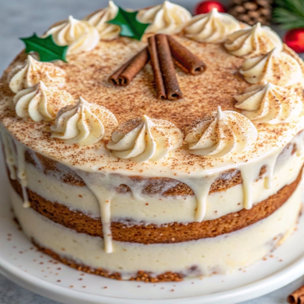 Ultimate Christmas Dessert Collection: Festive Sweets to Delight Your Holiday Table moist christmas spice cake with eggnog buttercream pillar