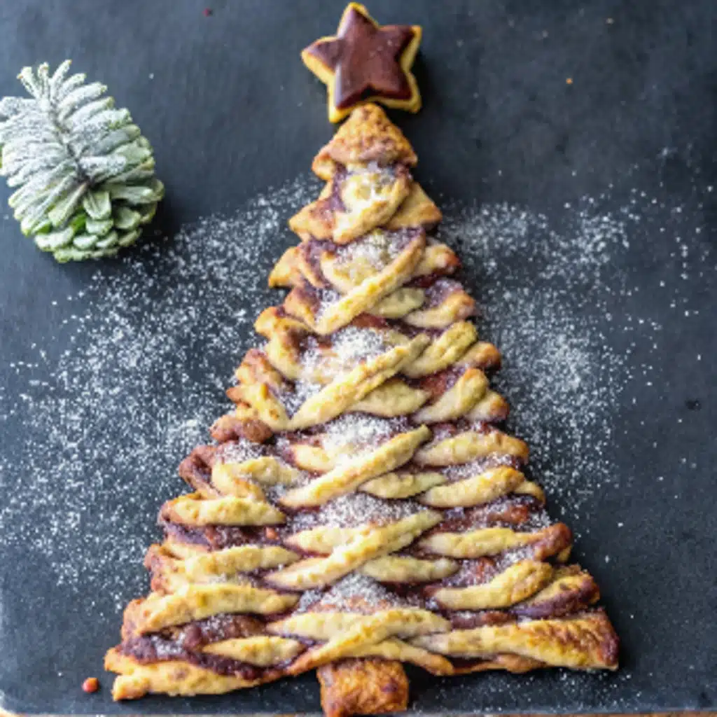 Nutella puff pastry Christmas tree dessert
