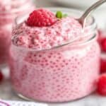 Raspberry Chia Pudding: Creamy, Pretty, 5-Min Healthy Breakfast 5 Raspberry Chia Pudding layered in a jar with fresh berries