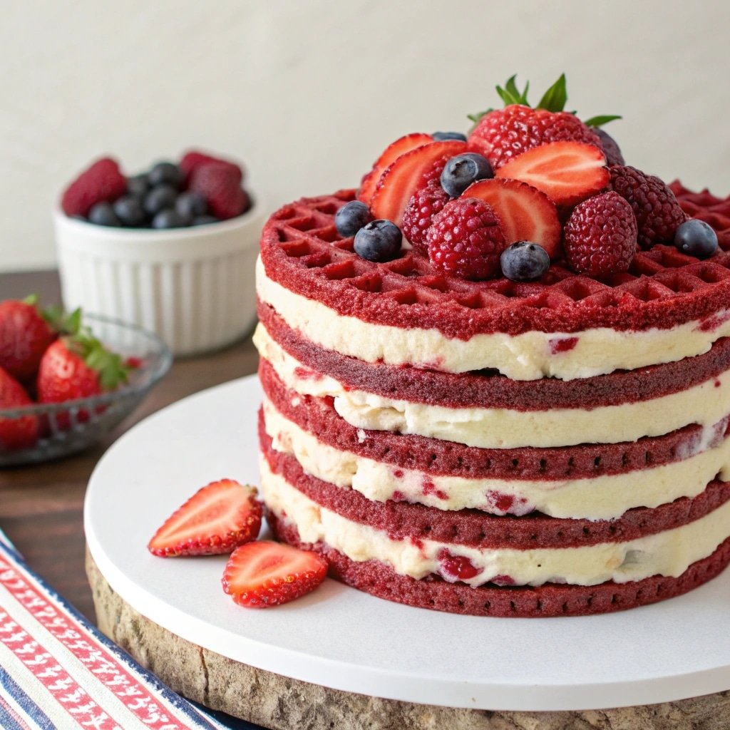 Ultimate Christmas Dessert Collection: Festive Sweets to Delight Your Holiday Table red velvet waffle cake pillar