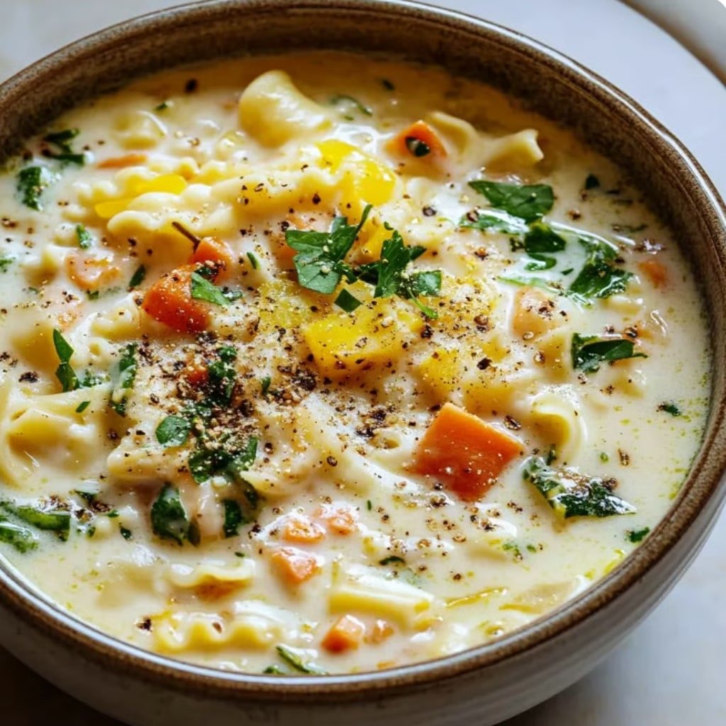 Creamy White Lasagna Soup with Veggies
