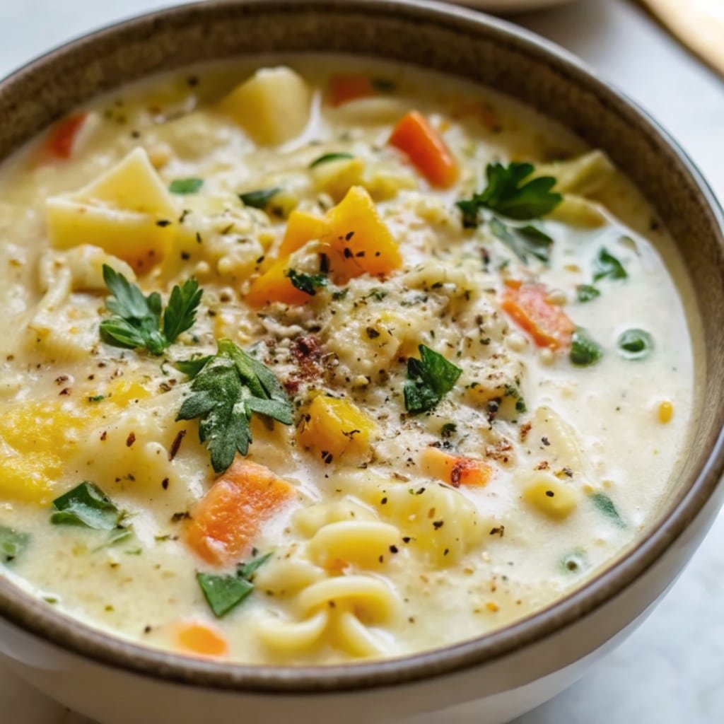 Creamy White Lasagna Soup with Veggies