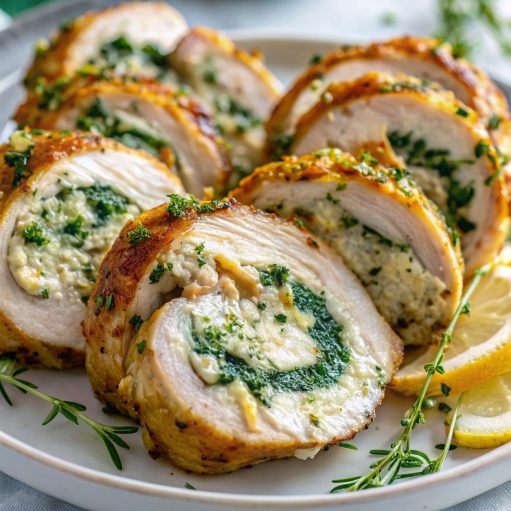 Herbed Ricotta Stuffed Chicken Rolls