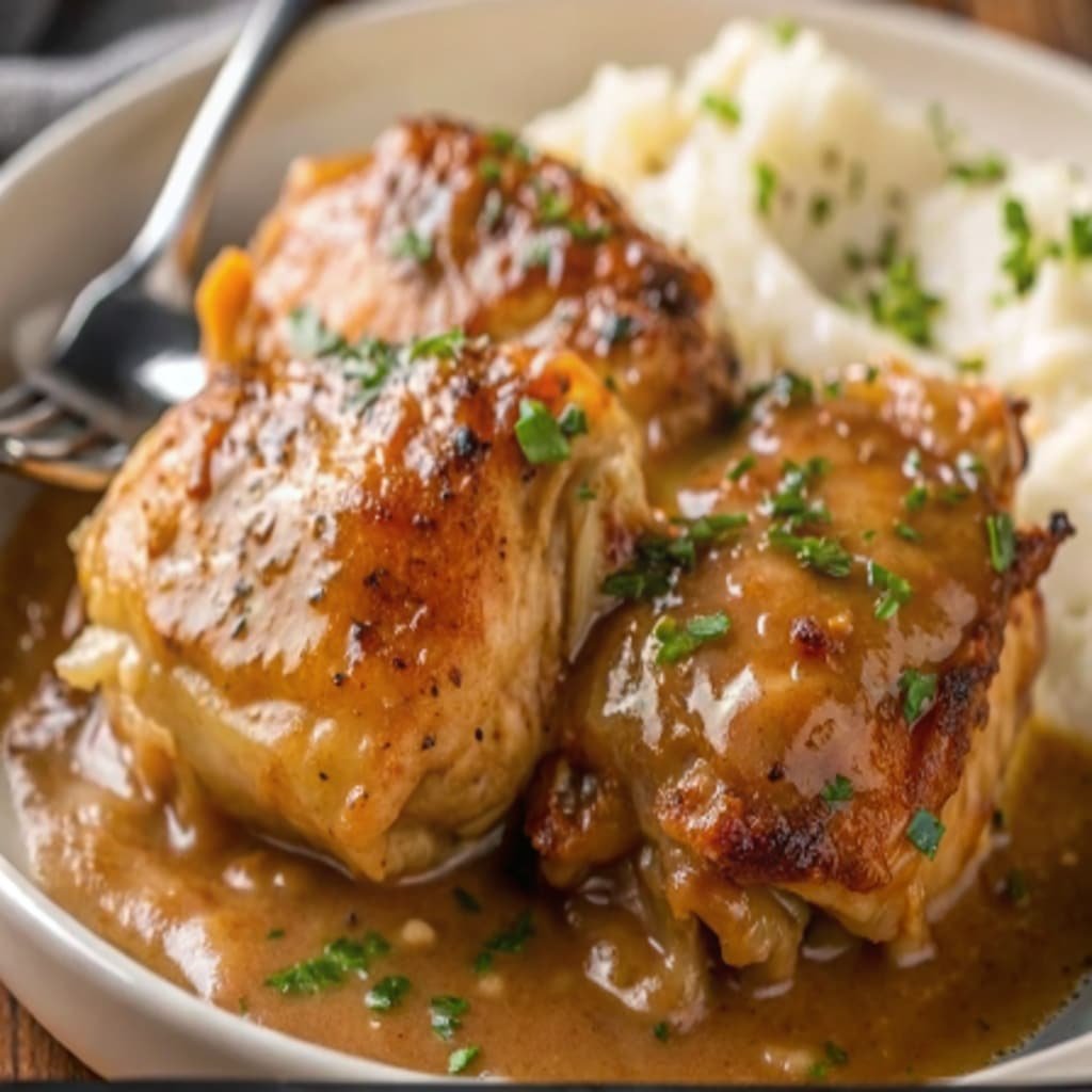 Crockpot Chicken Thighs & Gravy