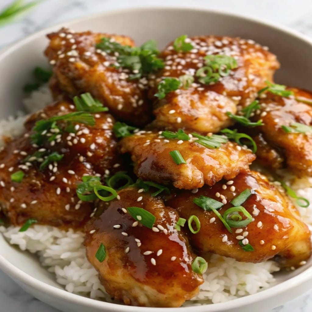 Easy Honey Garlic Slow Cooker Chicken Thighs Easy Honey Garlic Slow Cooker Chicken Thighs Easy Honey Garlic Slow Cooker Chicken Thighs in glossy sauce