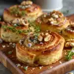 Blue Cheese Walnut Thyme Puff Pastry Twirl