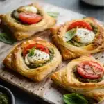 Caprese Pesto Puff Pastry Bites