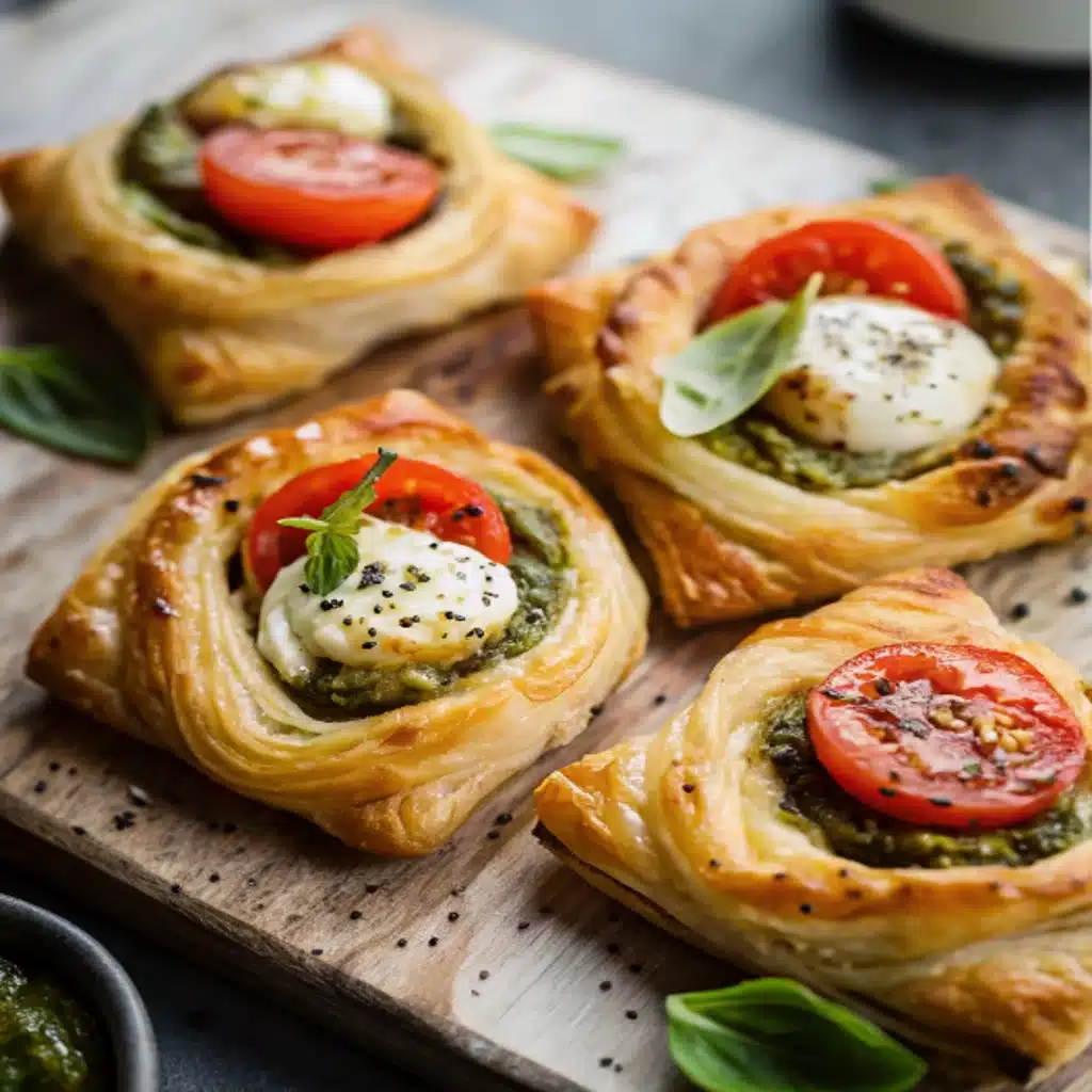 Caprese Pesto Puff Pastry Bites