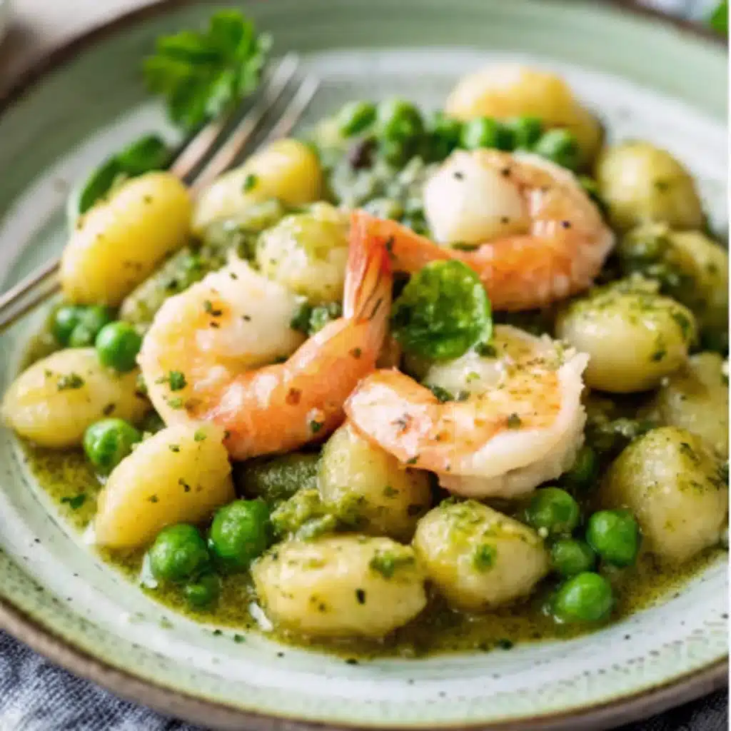 Creamy Pesto Shrimp with Gnocchi & Peas