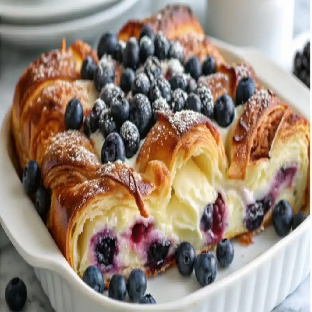 Blueberry Cream Cheese Croissant Casserole