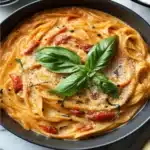 High Protein Creamy Roasted Red Pepper Pasta