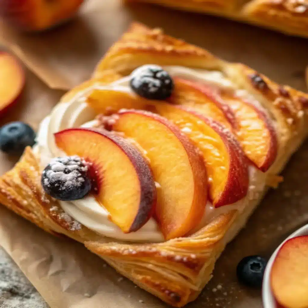 Peaches and Cream Puff Pastry Tart