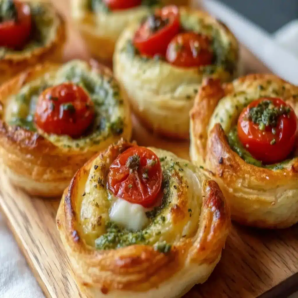 Caprese Pesto Puff Pastry Bites