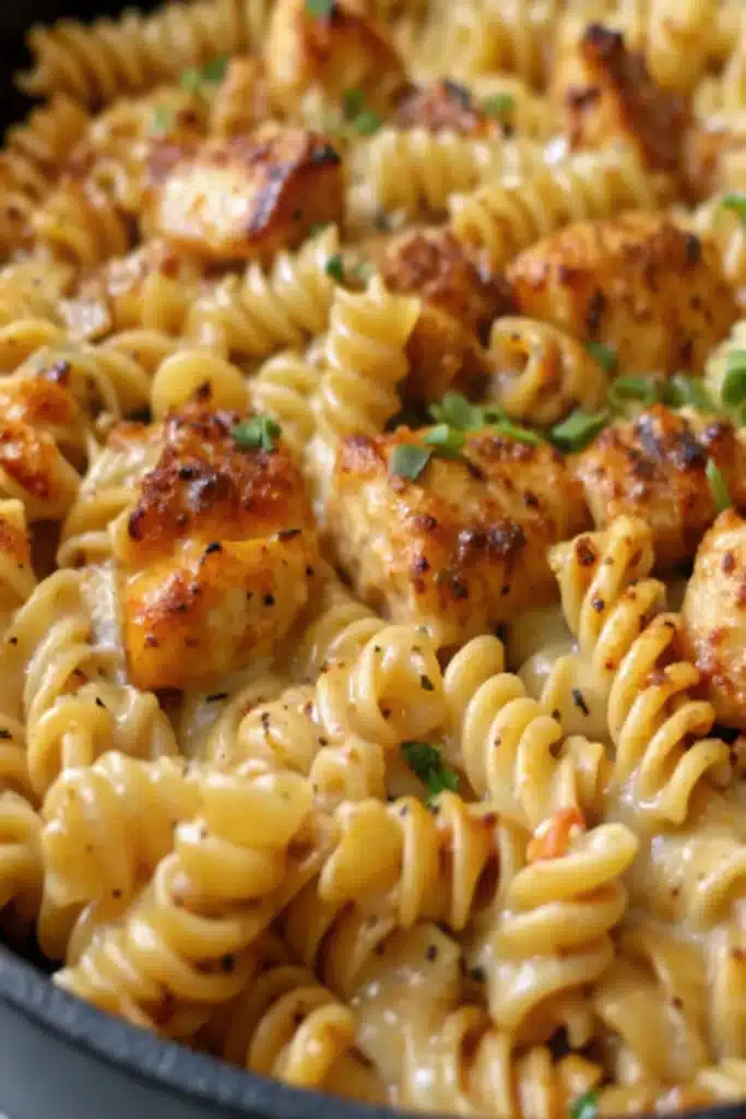 Cheesy Cajun Garlic Chicken Rotini Skillet