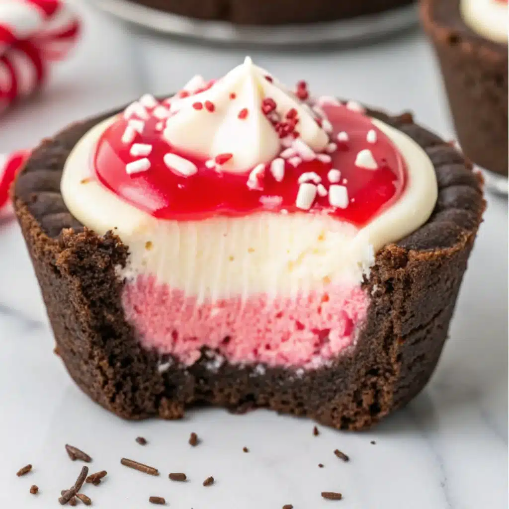 Chocolate Peppermint Cookie Cups with Cheesecake Filling