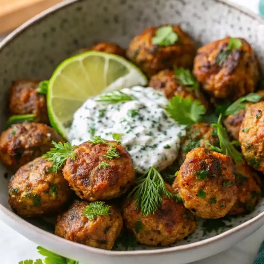 Baked Greek Lentil Meatballs & Tzatziki