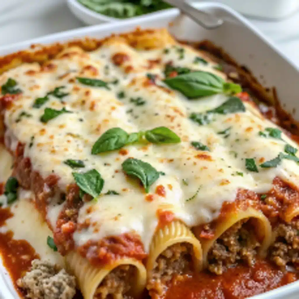 Beef and Spinach Stuffed Manicotti