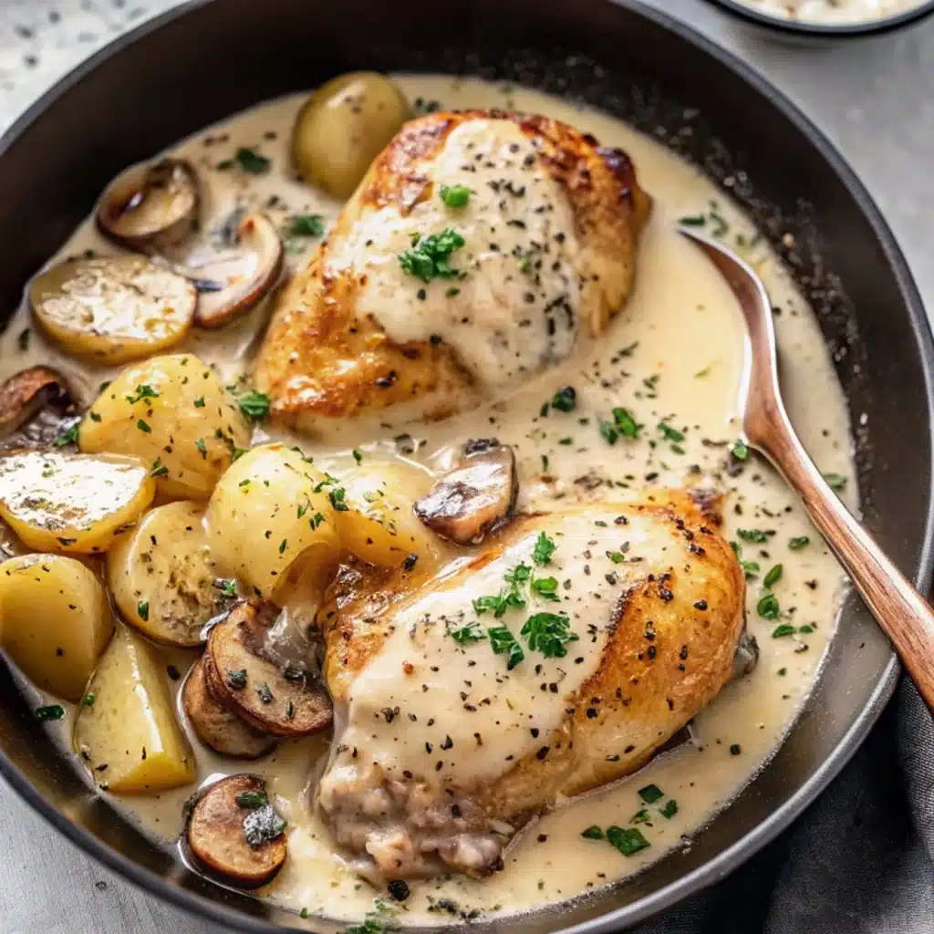 Herb Roasted Chicken in Creamy White Sauce Potatoes
