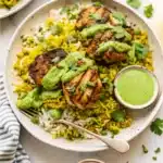 Peruvian Chicken and Rice with Green Sauce