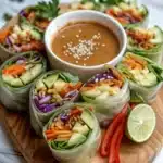 VEGETABLE SPRING ROLLS WITH PEANUT SAUCE
