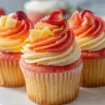 Mango Strawberry Sunset Cupcakes