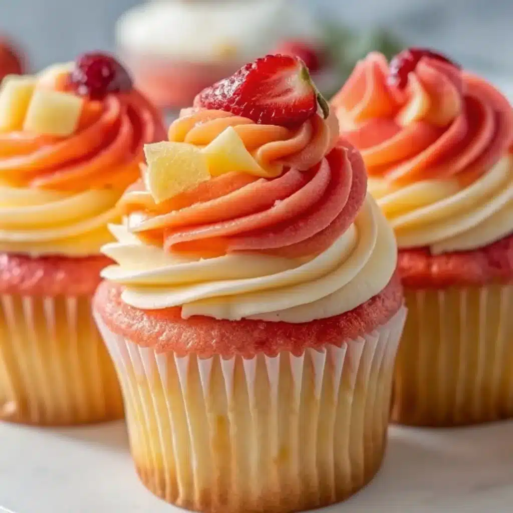 Mango Strawberry Sunset Cupcakes