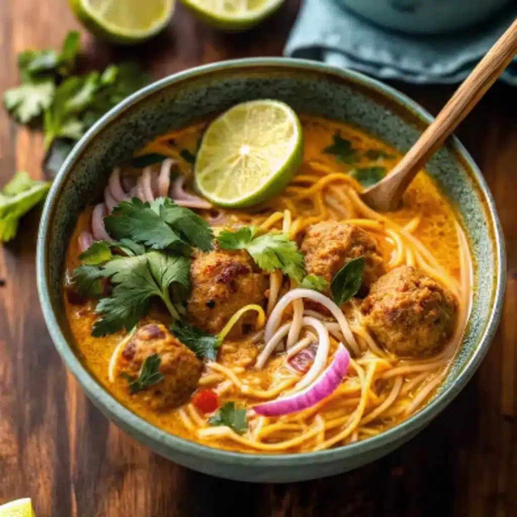 Thai Chicken Meatball Noodle Soup