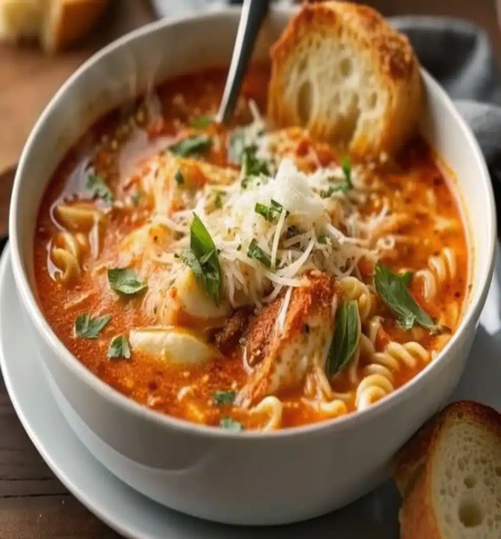 Crockpot Chicken Parmesan Soup