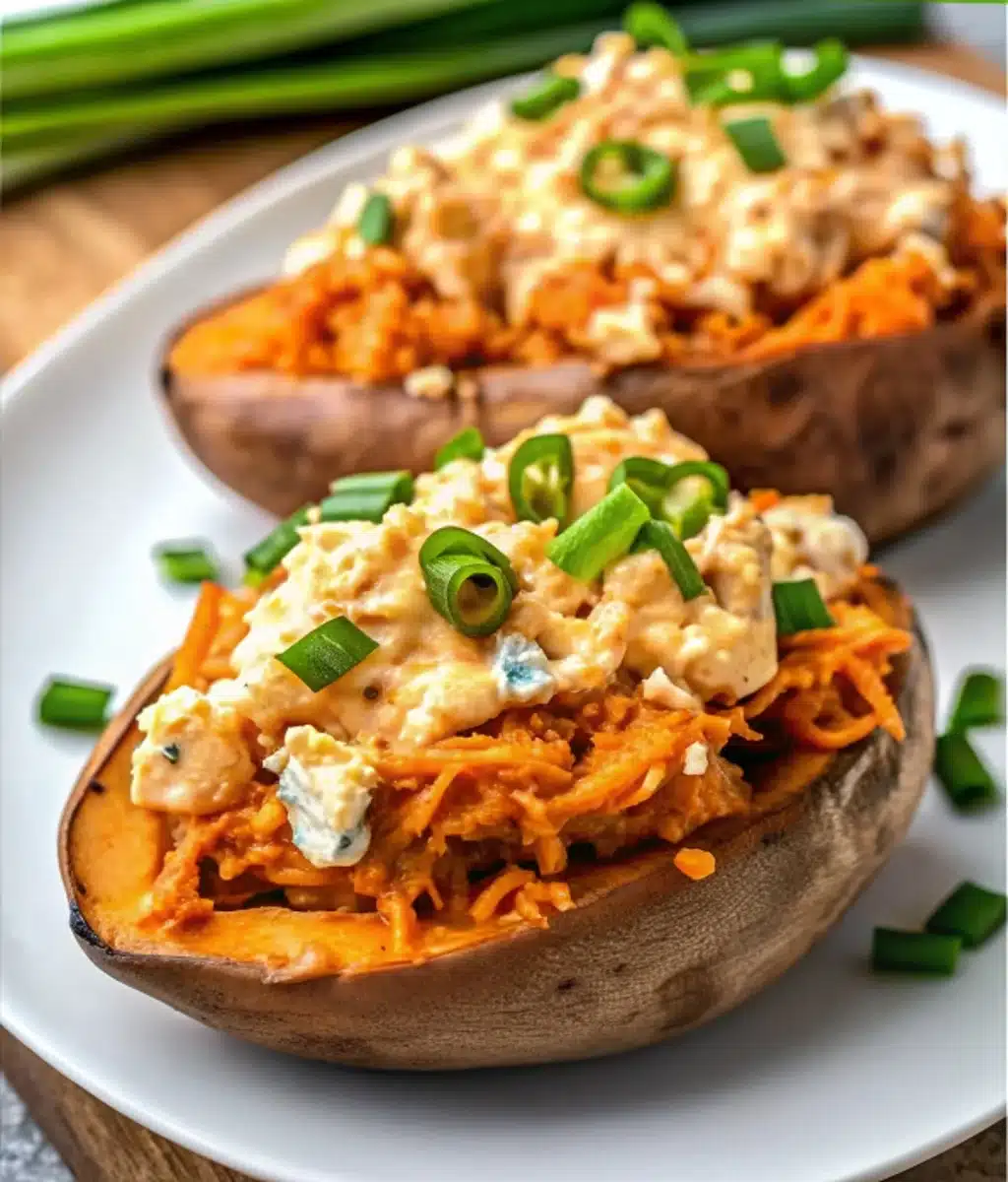 Low Carb Buffalo Chicken Stuffed Sweet Potatoes
