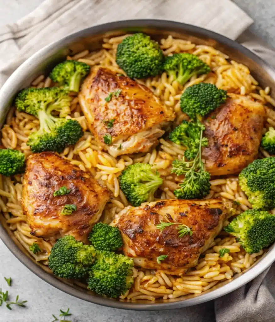 Skillet Chicken Thighs with Broccoli Cheddar Orzo Skillet Chicken Thighs with Broccoli Cheddar Orzo Skillet Chicken Thighs with Broccoli Cheddar Orzo