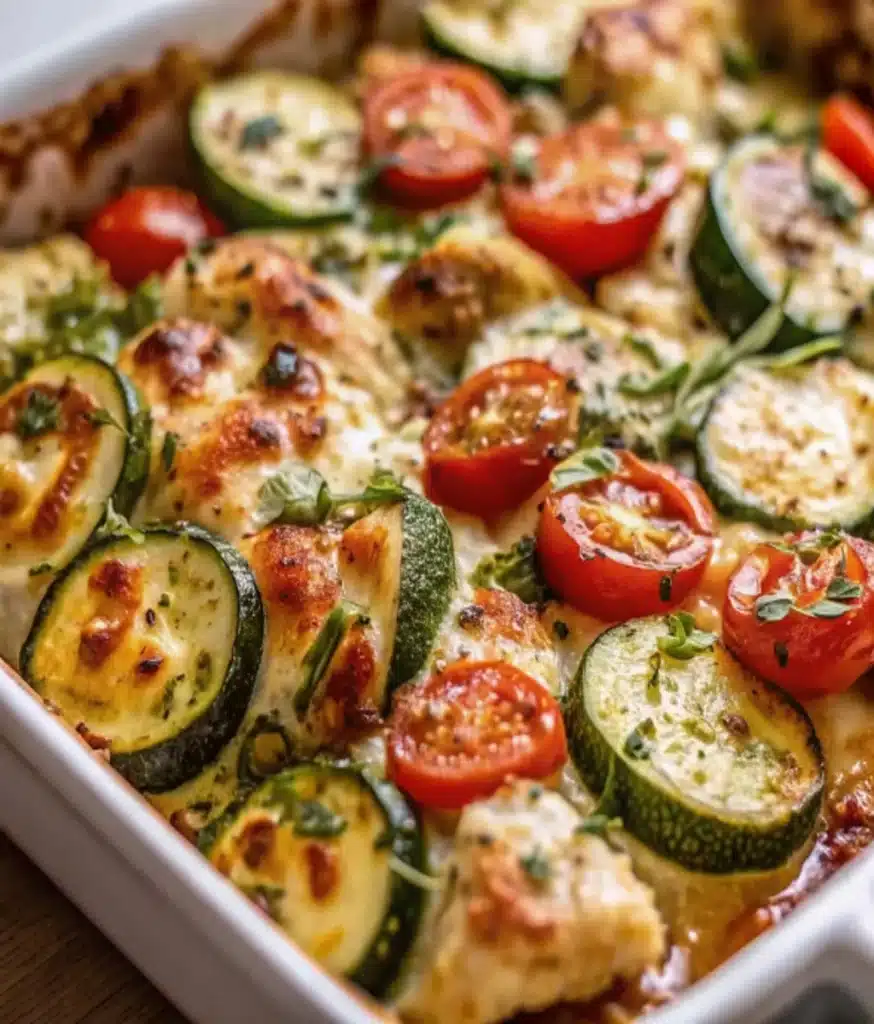 Mediterranean Chicken Zucchini Bake