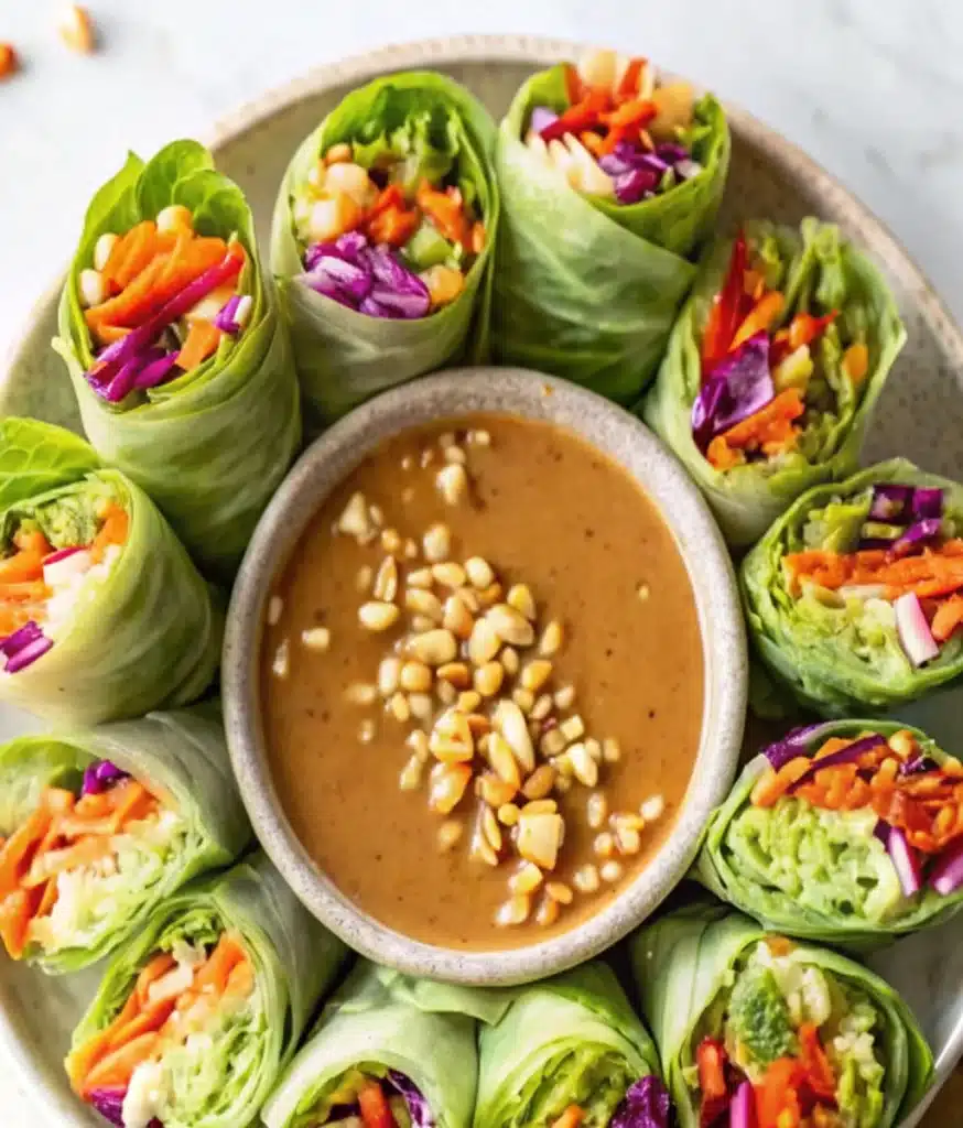 VEGETABLE SPRING ROLLS WITH PEANUT SAUCE