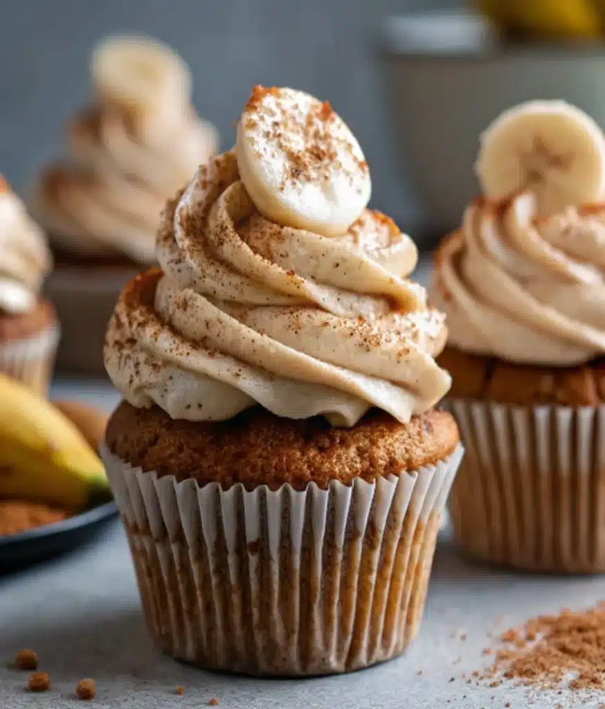 banana cupcakes with cinnamon cream cheese frosting