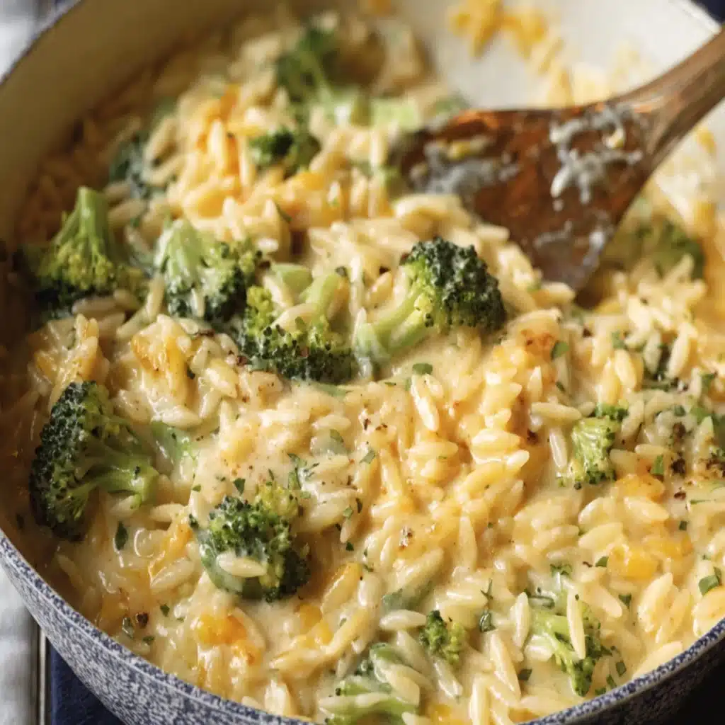 Creamy One-Pot Broccoli Cheddar Orzo
