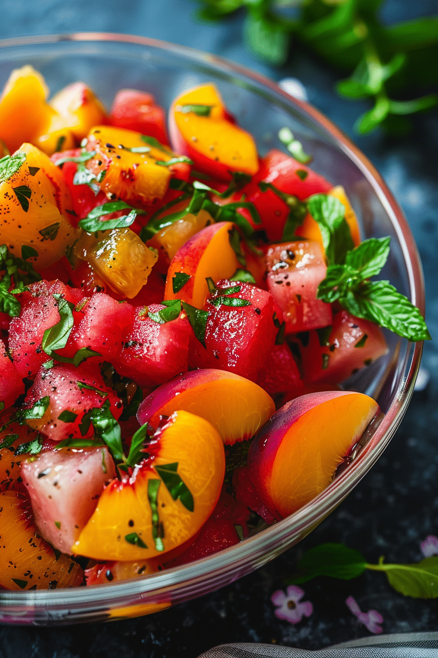 Easy Summer Peach Watermelon Salad Recipe