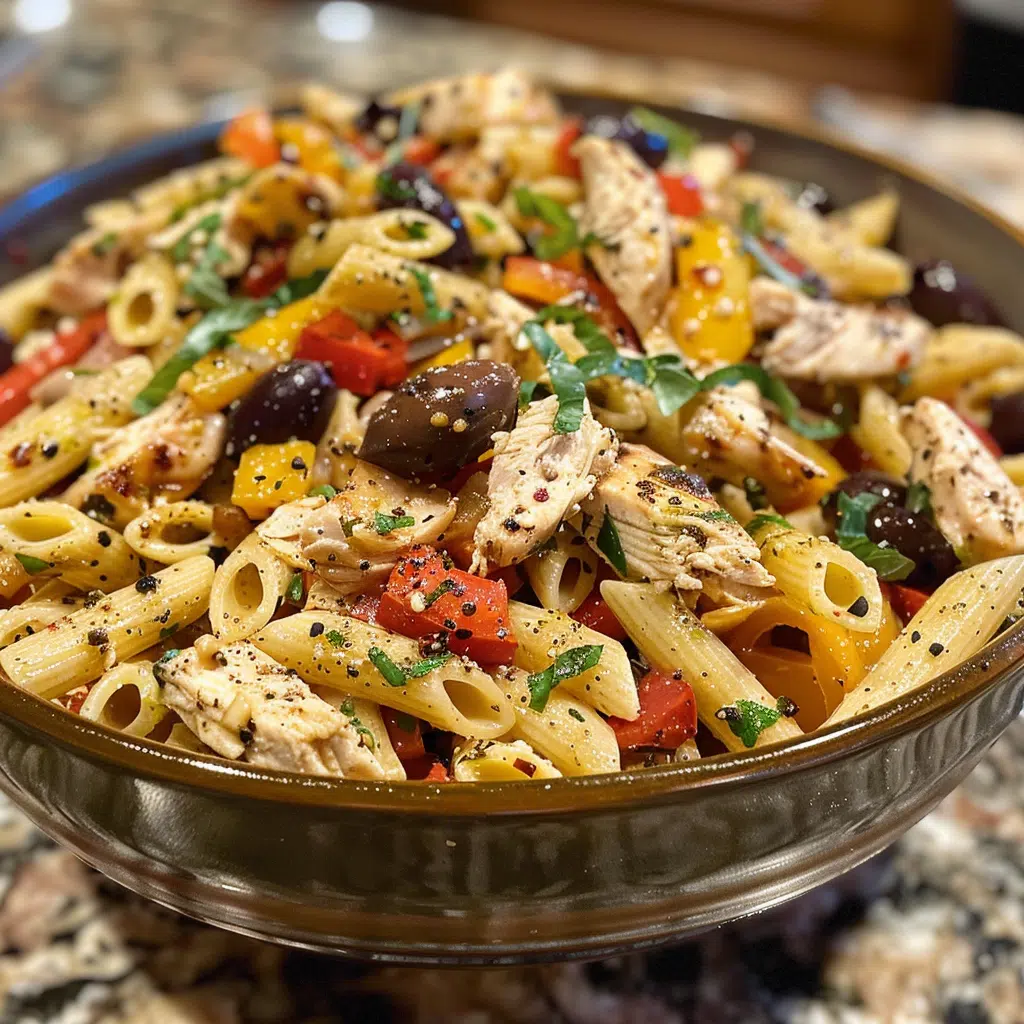 Mediterranean Chicken Pasta Salad with Zesty Lemon-Herb Dressing