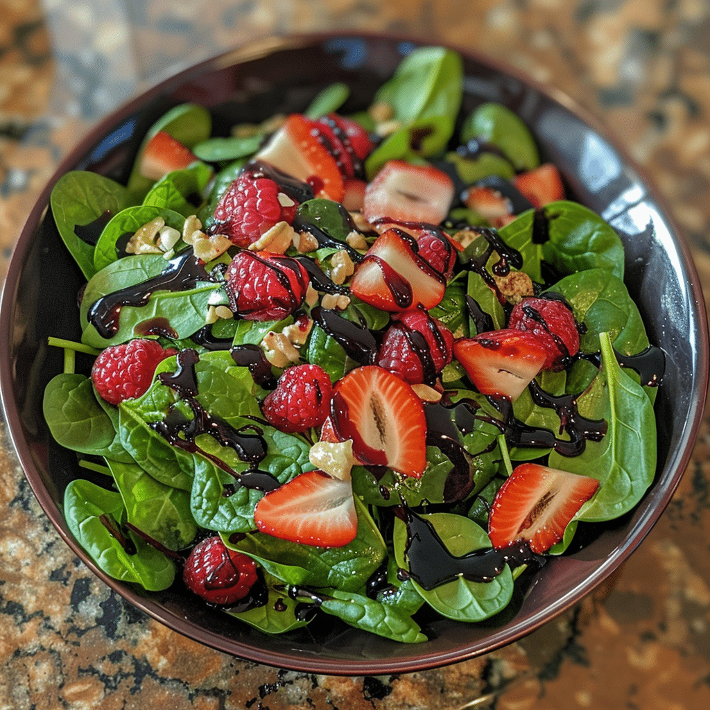 Tangy Berry Spinach Salad with Balsamic Glaze Berry Spinach Salad with Balsamic Glaze Tangy Berry Spinach Salad with Balsamic Glaze