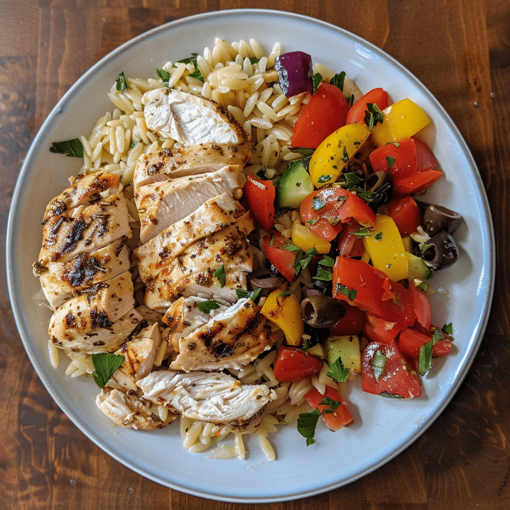 Greek Chicken and Orzo Pasta Salad