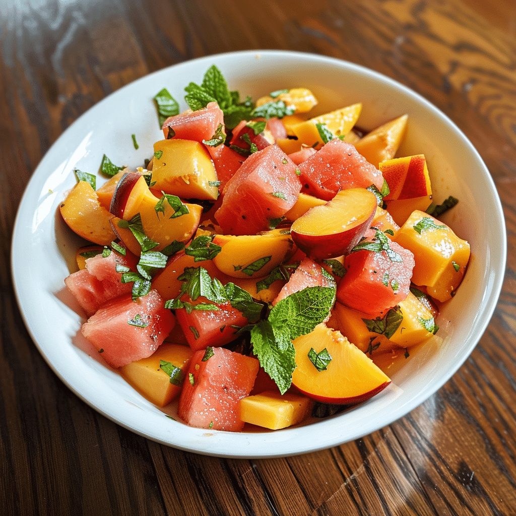 Easy Summer Peach Watermelon Salad Recipe