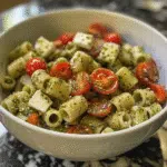 Fresh Pesto Pasta Salad with Cherry Tomatoes and Mozzarella