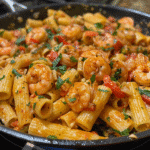 Mediterranean Cajun Shrimp Rigatoni Pasta - Easy & Creamy!