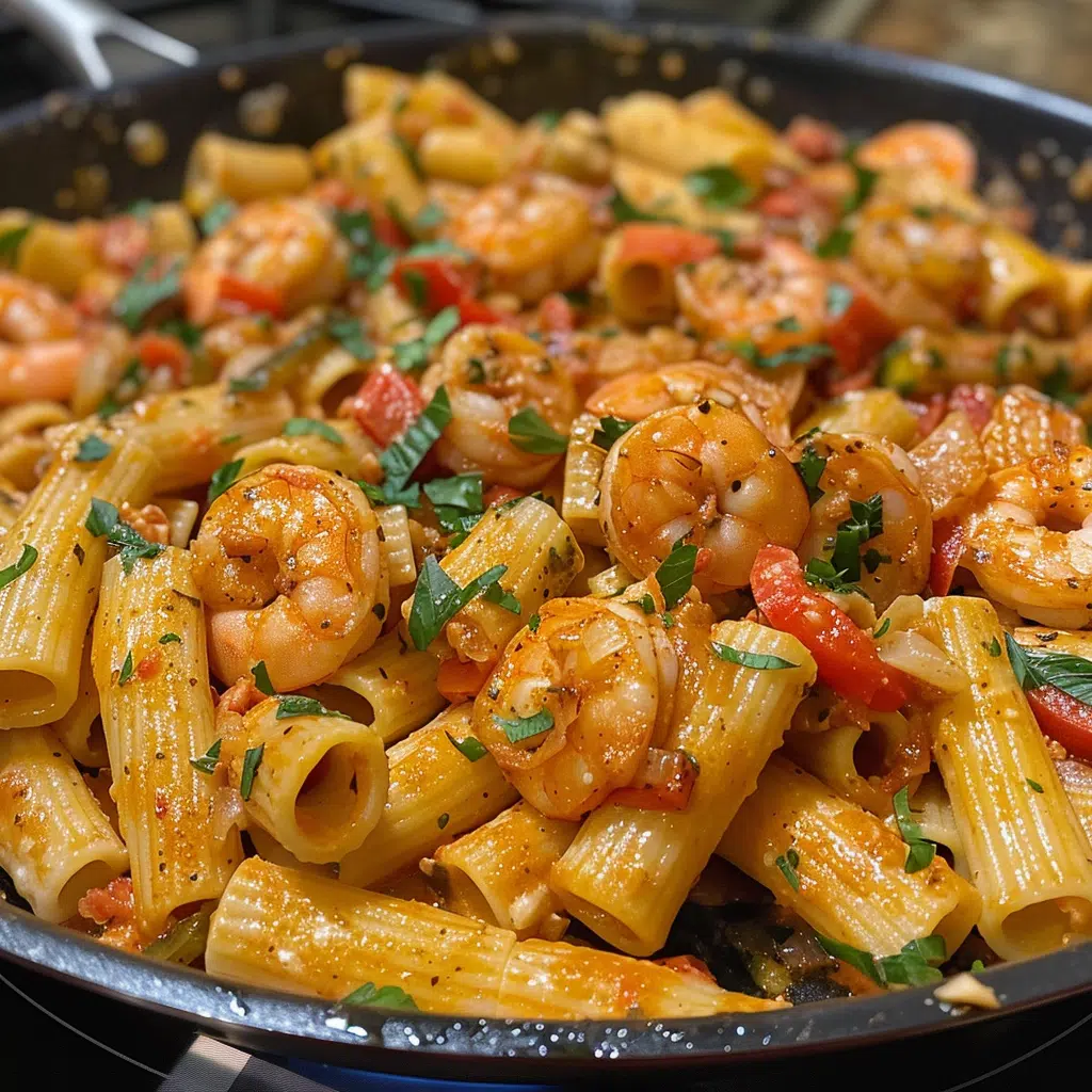 Mediterranean Cajun Shrimp Rigatoni Pasta - Easy & Creamy!