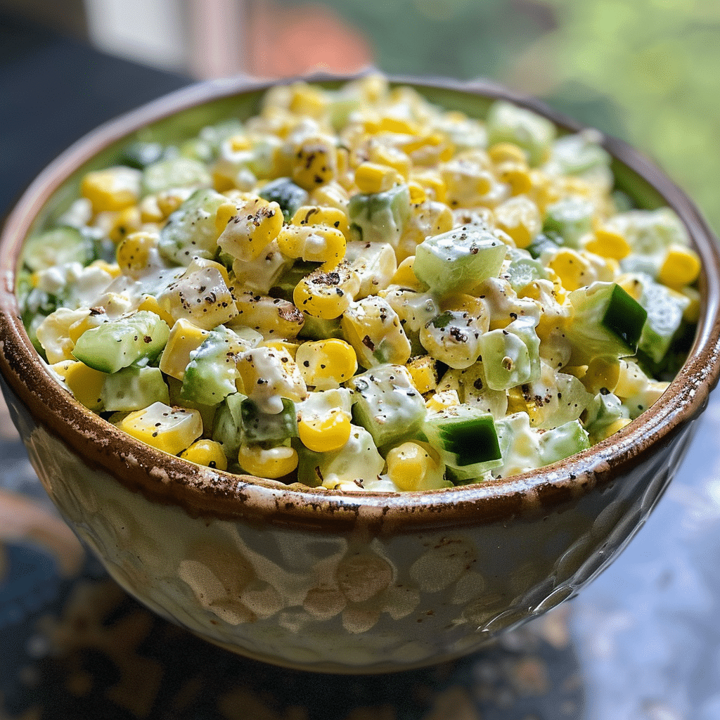 Street Corn Creamy Cucumber Salad Recipe with Zesty Lime