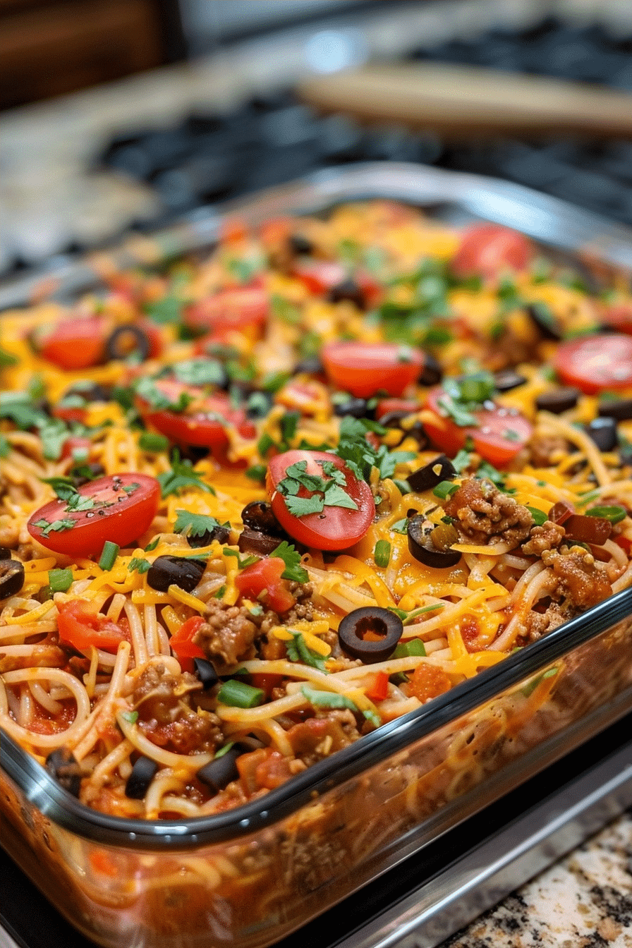 Easy Taco Spaghetti Casserole: A Family Favorite Dinner image 1783506450873