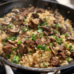 Beef and Mushroom Rice Skillet: A Quick One Pan Meal