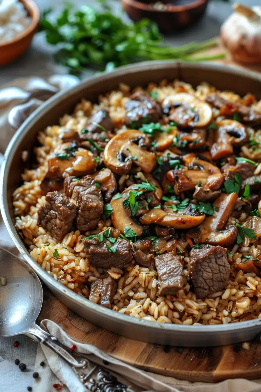 Beef and Mushroom Rice Skillet: A Quick One Pan Meal Beef and Mushroom Rice Skillet: A Quick One Pan Meal image 1785495809394