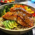 Maple Dijon Salmon Quinoa Bowls for Healthy Dinners