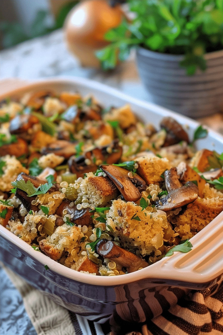 Quinoa Mushroom Stuffing Recipe for Healthy Holidays image 1786134862646